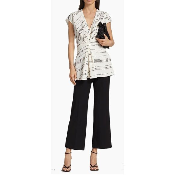 Proenza Schouler Stella Top In Textured Stripe NWT Size 2 - Picture 2 of 12